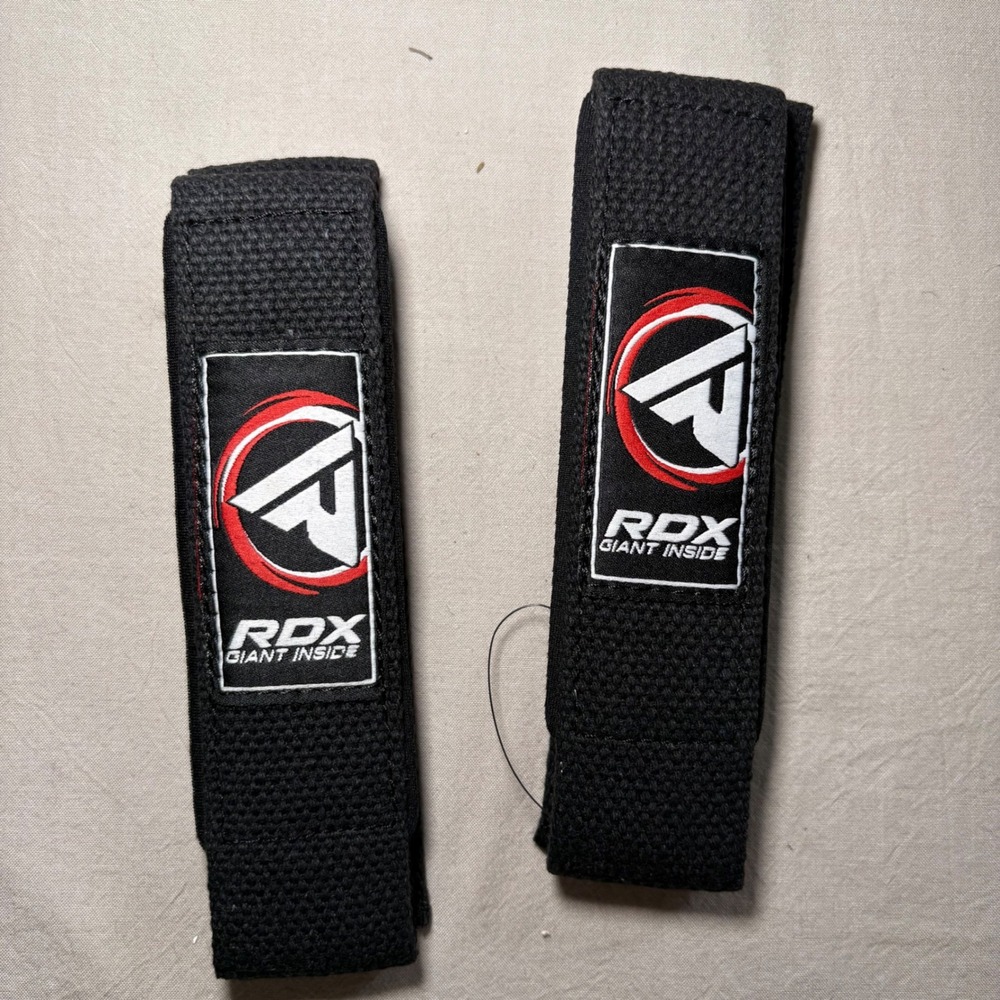 RDX Weightlifting Wrist Straps Black Cotton‎ Powerlifting Gym Straps WAN-W1B NEW